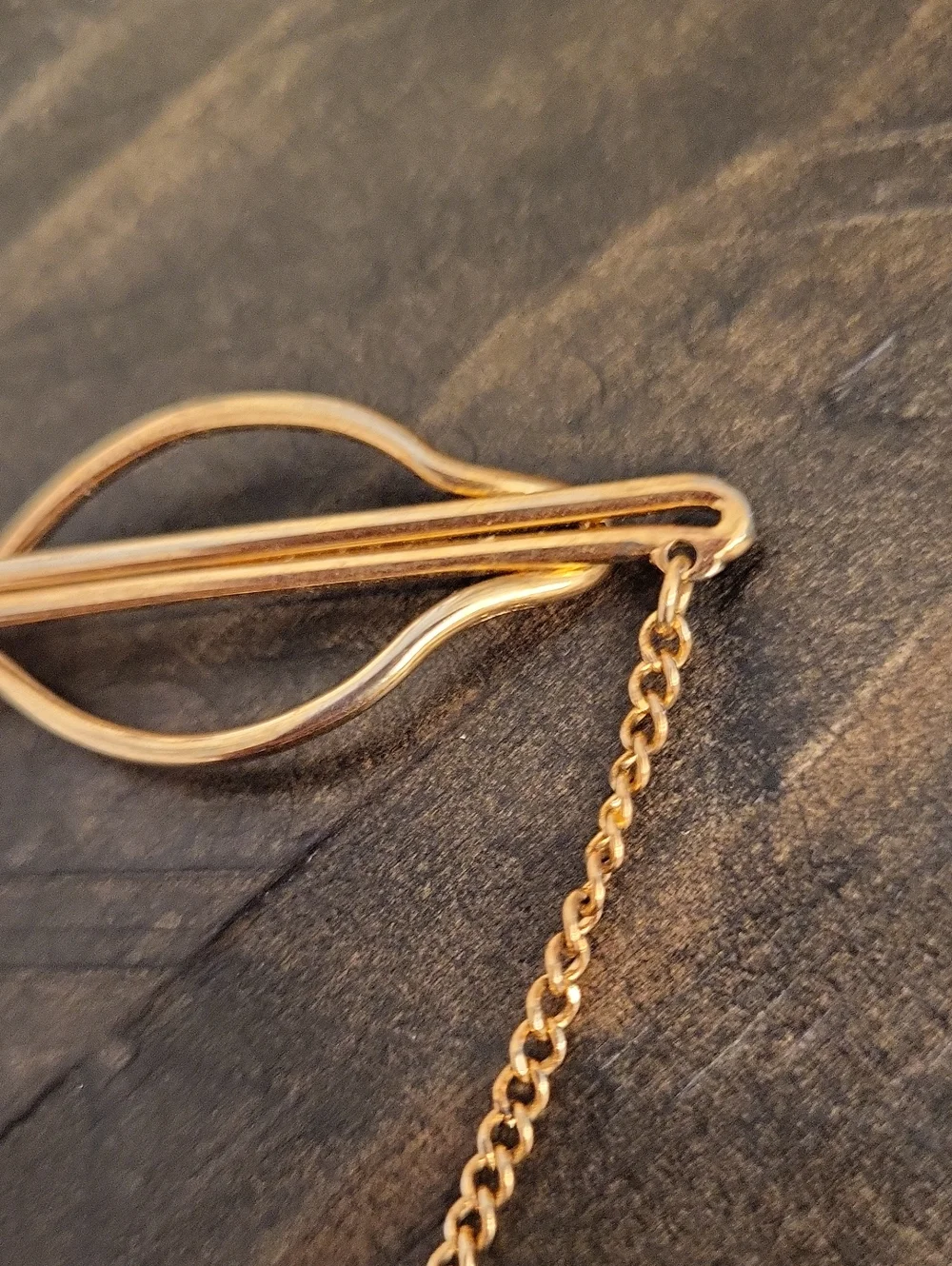 Vintage ORA Agnini Singer Rhinestone Treble Clef Tie Chain Clip Gold Tone